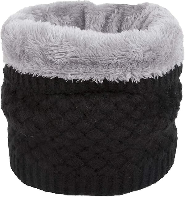 Women's Winter Neck Warmer Gaiter Double Layer Soft Fleece Lined Thick Knitted Circle Scarf Windproof