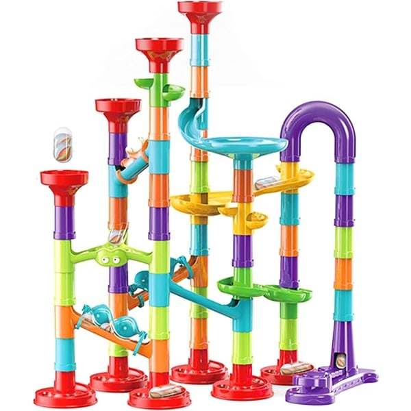 Galaxy 93st Marble Run Set byggstenar med 30 glaskulor för barnleksaker labyrint