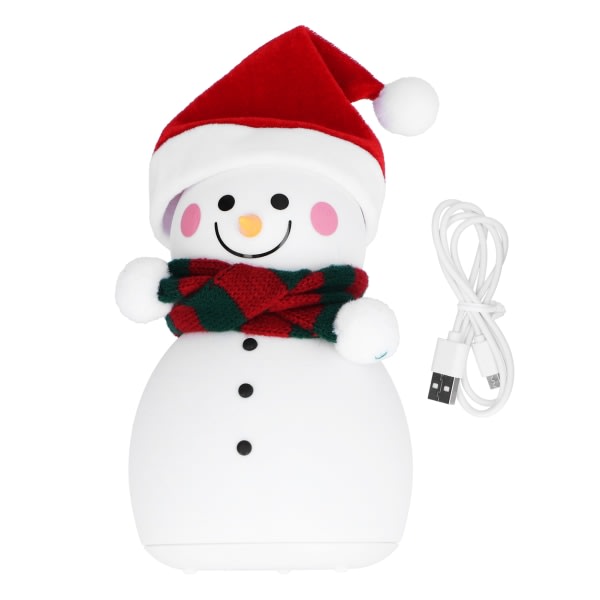 S?t Snowman Design Silikon Nattlampa USB Laddning Touch Control F?rgglad musikk sovljus