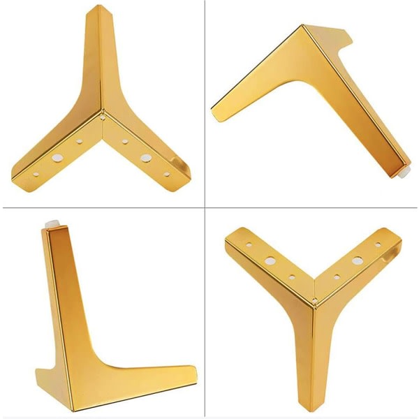 Sæt med 4 guld metall triangel seng ben DIY möbler soffa ben wit
