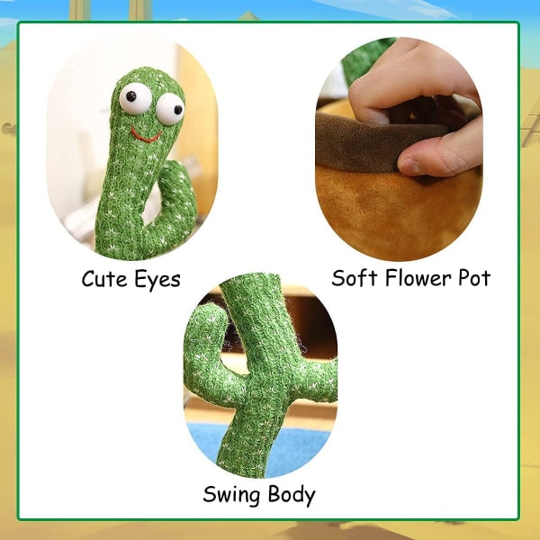Swing Electric Singing Cactus Toy, Toistaa Sanasi Latautuva Kaktus Pehmolelu