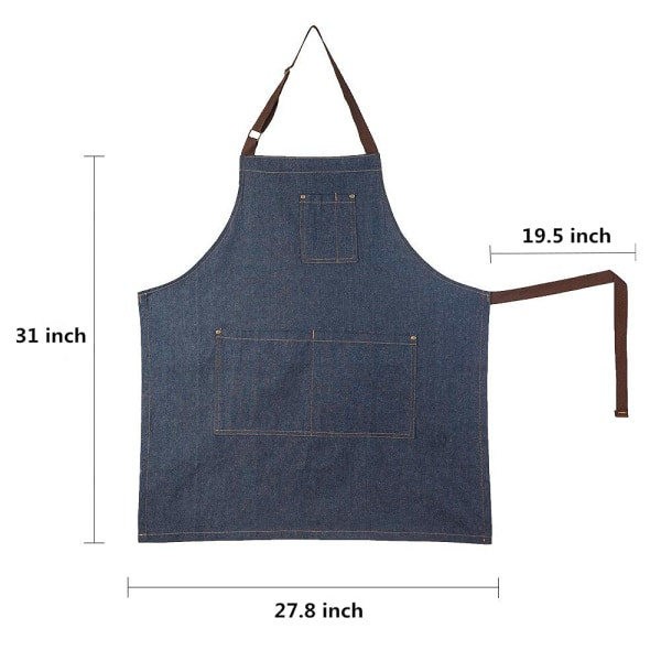 TG unisex säädettävä farkku-esiliina useilla taskuilla, sopii kokkeille