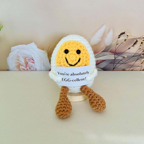 Amazons bästsäljande ull Emotional Support groda handvirkade ornament positiv energi kort Boiled Eggs 1