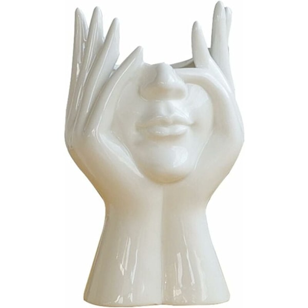 Keramisk Vase Hode, Kreativt Menneskeansikt Blomsterpotte Menneskeansikt Form Blomsterpotte Gresk Statue Vase Hoder for Sukkulenter