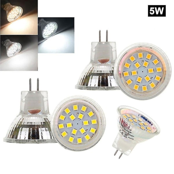 MR11 GU4 5W DC 12-24V 2835SMD LED-pære Spotlight Bytt ut halogen Lysstørrelse, farge: 5 stk, kald hvit