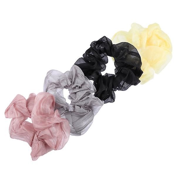 4 kpl Satin Gilrs Hiukset Scrunchy Organza hiusnauha (13X13X4,5CM, monivärinen)
