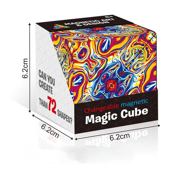 Variation Utbytbar Magnetic Magic Cube 3D Hand Flip Pussel Anti Stress Leksaker Present flamme farve