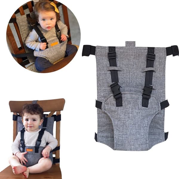 Barnstolssele, säkerhetssele för barn, justerbart babybälte, bärbar, ljusgrå
