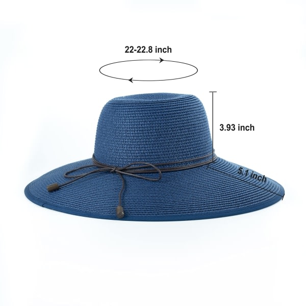 Sommerstrohatt for kvinner med bred brem Strand Vikbare solhatter Floppy Roll Up Cap Uv UPF 50+ Kepsar