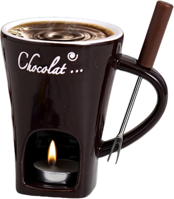 Teelysfondue Sett, Keramisk Smeltepotte for Sjokolade og Desserter Coffee