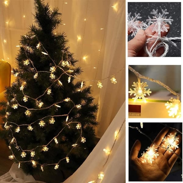 Julbelysning, juldekorationer Snowflake String Lights,