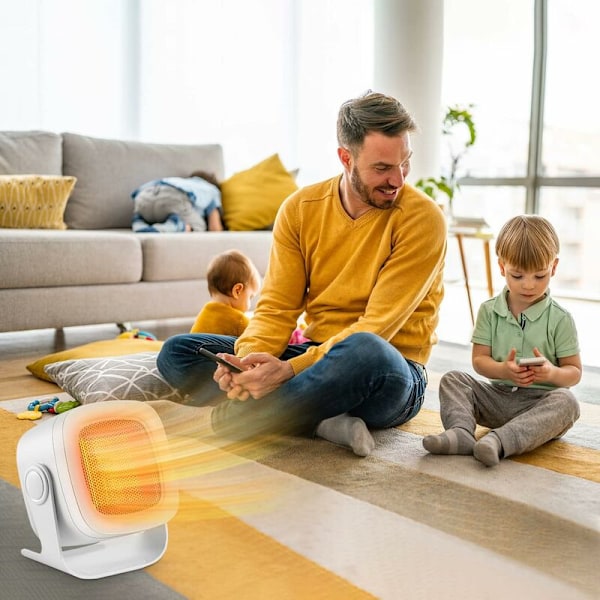1800W Elementfläkt Tyst Elektrisk Fläktvärmare, Mini Keramisk Fläktvärmare Säker Snabb Uppvärmning med Överhettningsskydd Badrum Hemmakontor-Vit