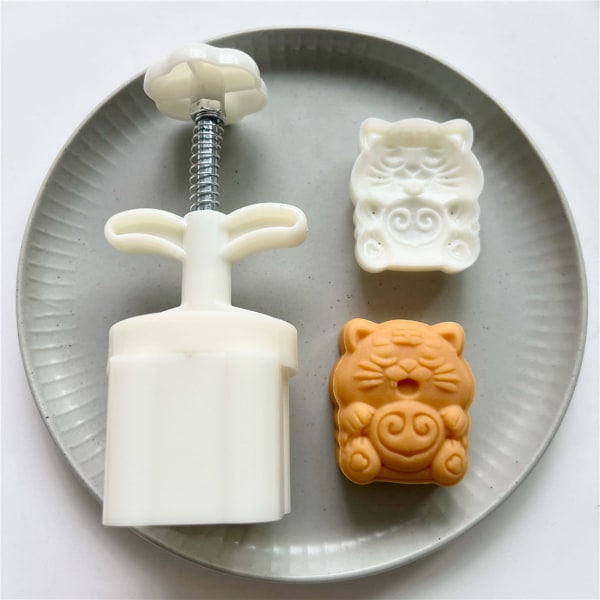 Plast Mooncake Form 75g Tigerformede Frimærker Moon Cakes Former til Midthøstfestivalen DIY Bage Mooncake Anvendelse
