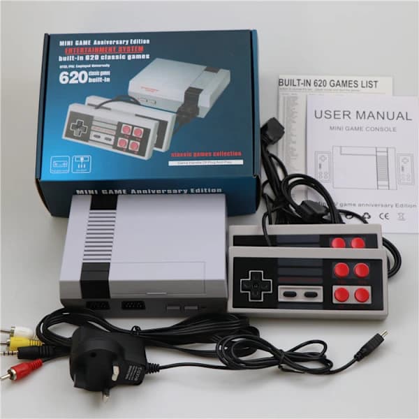 Classic Retro Gaming Console, Nostalgic Home Video Game Console with 620 Games - Two-Player Console, Play with Family - AV Interface (EU Plug)_yux