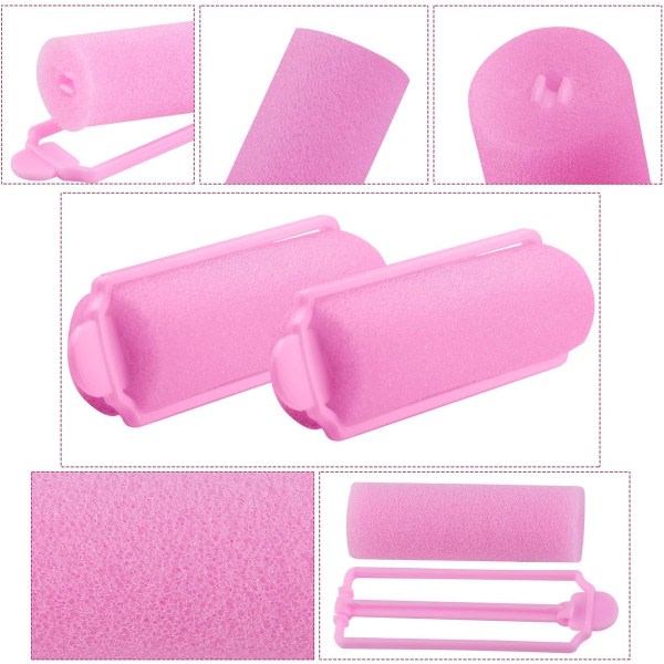 36 deler skumsvamphårrullar 20 mm Miniskumhårstylingrullare Fleksibel svampprullare med lagringsväska Mjukt sovande hår (rosa)