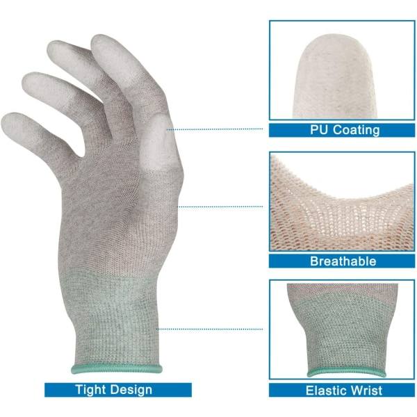 ESD 5 par antistatiska handskar, högpresterande kolfiberhandskar