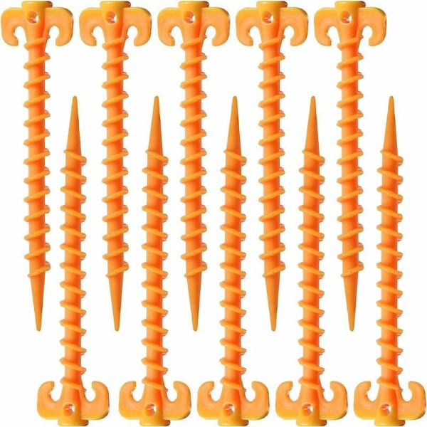 Plastteltpinde, rebpinde, velegnet til udendørs teltudstyr teltilbehør til strand, strand, jungle, mudder. Gul (20 cm×4,5 cm, ??10)