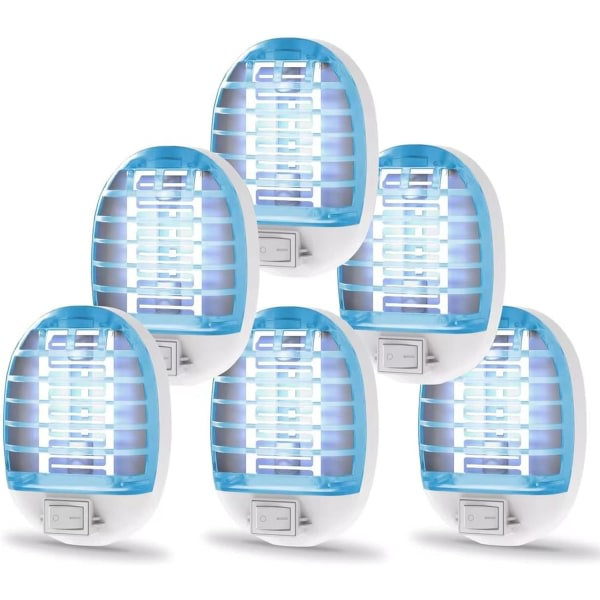 6-pakk Bug Zapper sisätiloihin - elektroninen lentävien hyönteisten pyydystin ja hyttysten tappaja sinisellä valolla kotiin, toimistoon ja vauvalle