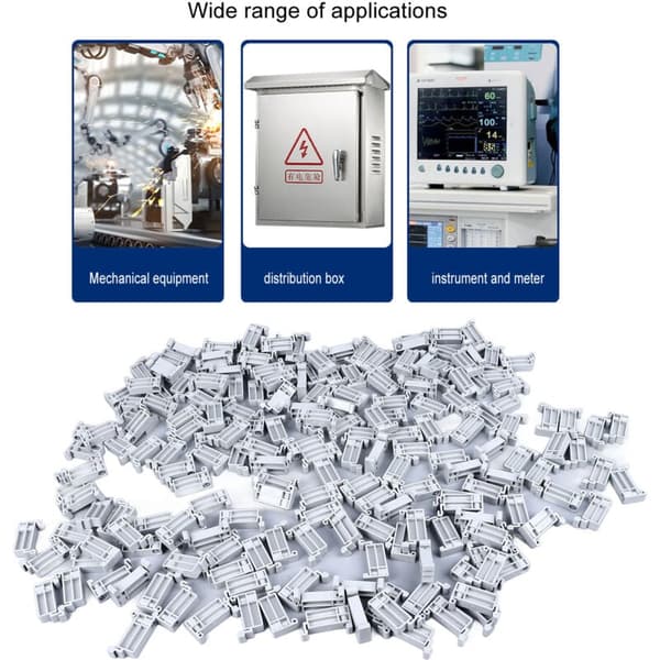 200 st Guide Rail Monteringsplint Fixeringsskruv Fast Ändstopp Plastspänne Vit DUBUNS