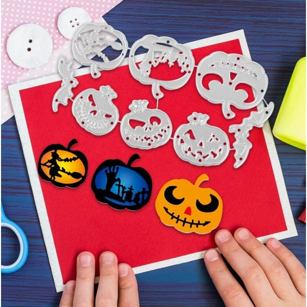 1 set Halloween-tema stansar i högkolstål för DIY-scrapbooking