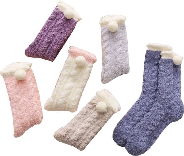 Hussockar - 6 par - Damhussockar - Halkfria sockar - Fleecesockar - Tjocka sockar - One Size - 35-40 - Tjocka - Sängsockar - Fluffiga sockar