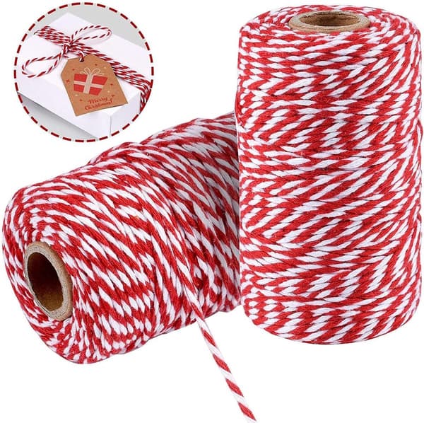 Rep - Bomullssnöre - Bindgarn - Hantverksförpackningssnöre - Set med 2 rullar 2 mm tjock - Perfekt för DIY, trädgård och förpackning