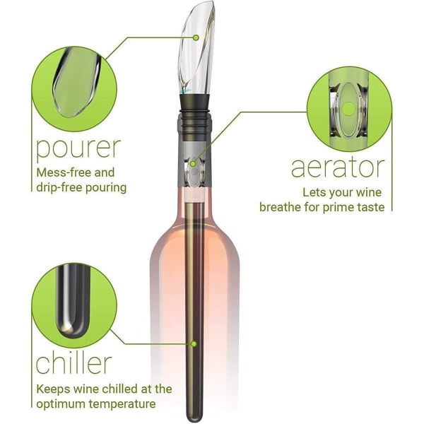Stick Wine Cooler med luftare og droppfri hällare, rostfritt St