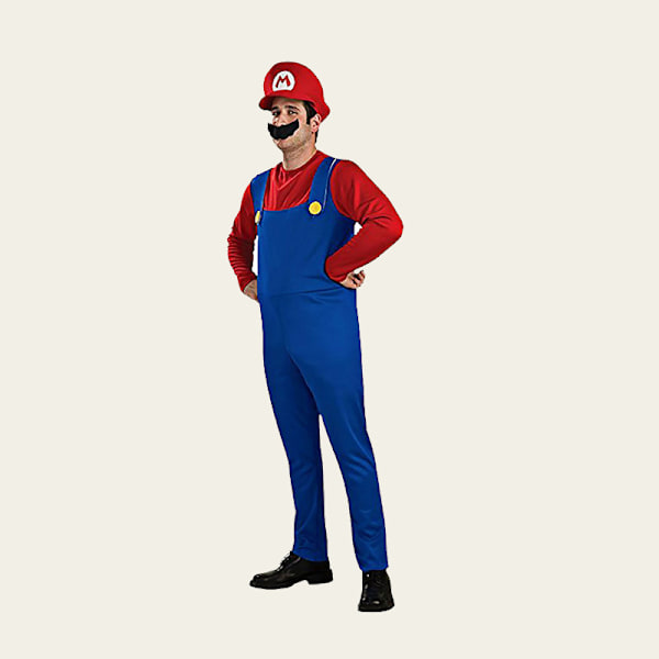 Mario-kostyme, Super Mario-klær, Halloween-ball-dekorasjon, hatt, barnekostyme for cosplay-forestillinger Adult needlework M