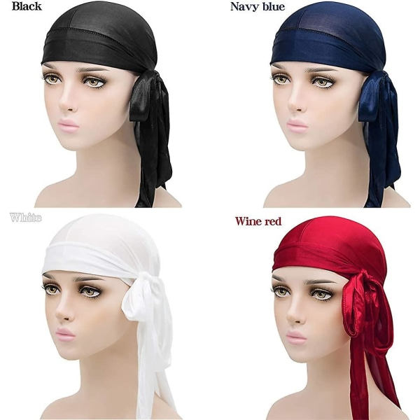 8pack Acsergery Pitkä Hännän Durag, Unisex Durag Päähuivit Breda Remmar Pirat Hiustenlähtö Turbaani Hat Lahja