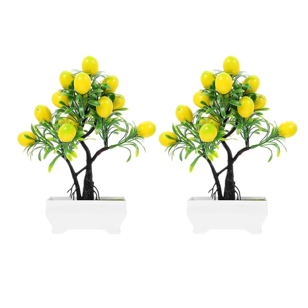 2 kpl Tekohedelmiä Sitruuna Koristeet Luovat Kasvit Bonsai-koristeet (11x6,5x26cm, Keltainen)