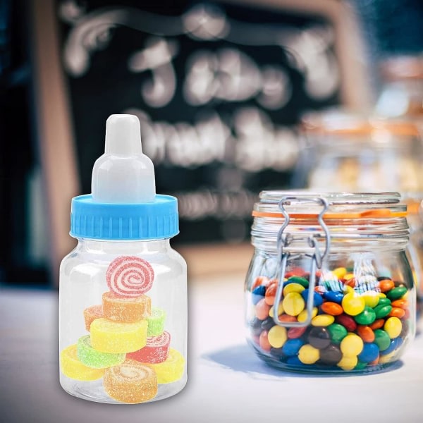 Galaxy Baby Shower Favours, Mini-plastflaska med mjölknipplar Godislåda för festtillbehör (sininen)