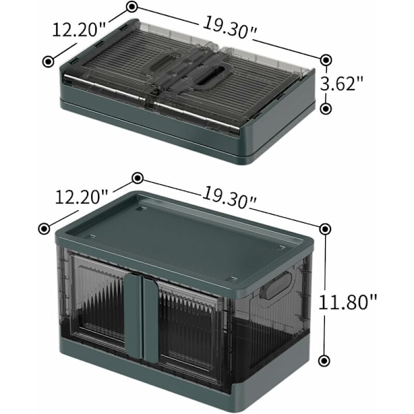 Plast opbevaringskasse, 32L foldbar opbevaringskasse, med låg og 4 stablebare hjul, til tøj, legetøj, køkkenopbevaring, soveværelse (sæt med 1) Grøn