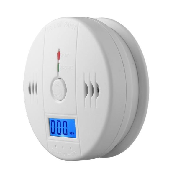 2 stk. Digital kulilte (CO) detektor alarm batteridrevet