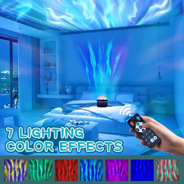 2-in-1 Aurora and Ocean Wave Projector, RGB Dimmable LED Projection Lamp with 7 Lighting Effects, Galaxy Projector Light for Kids
