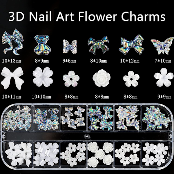 Akryl Sommerfugl Blomst Bjørn Neglekunst Anheng Smykkeproduksjon, Flerformet Perle Rhinestone Gull Metall Applikasjon Smykketilbehør