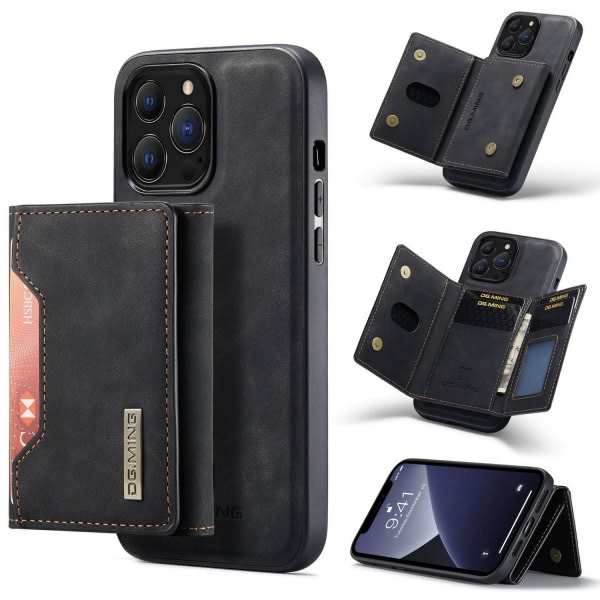 DG.MING 2-i-1 Vikbart Plånboksfodral & Magnetiskt Skal för iPhone 13 Pro Max Svart
