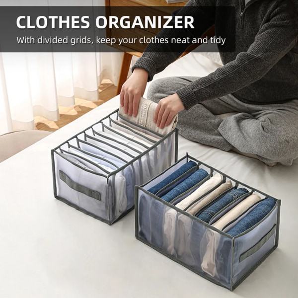 9 Rums Opbevaringsboks Foldbar Garderobe Organizer Skillevæg Organizer Vaskbar med Håndtag til Jeans Bukser Skjorter Grå 36×25×20cm