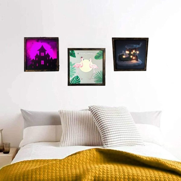 Jul Flamingo Foto Ram Vegglampe Rustik Ramme Lampe Led Jul Halloween (Rosa Flamingo)