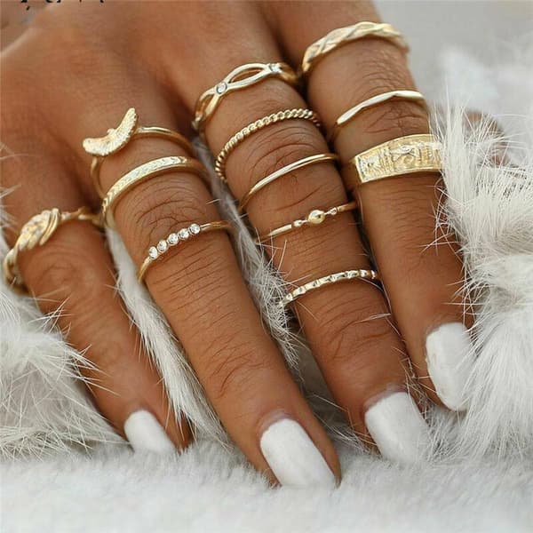 Moteriktig dame ring åpen ring LED ring sett Amazon ZCR007