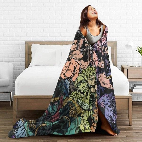 Flanell fleece teppe for kaldt vær Sofa Barnehage, Ultra Cozy Jojo's Bizarre Adventure Eyes Of Heaven Giorno Mista Moving Throw -x222 50x40in 125x100cm
