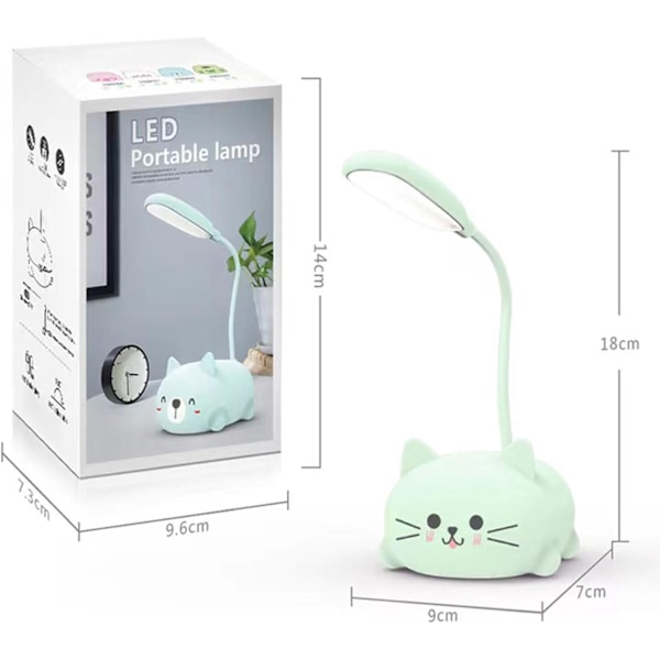 Söpö vihreä mini-kissayövalo, USB-ladattava, kokoontaitettava lasten makuuhuoneeseen, VIHREÄ gRÖN gRÖN