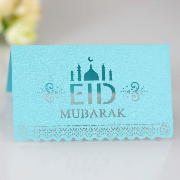 100 st Eid Mubarak Vykort Ramadan Festival Party för Sittbord Ihålig Plats C Vit