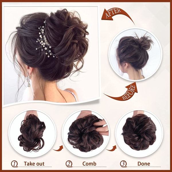 TG Claw Clip Messy Bun Hårstykke for kvinner, grått og hvitt