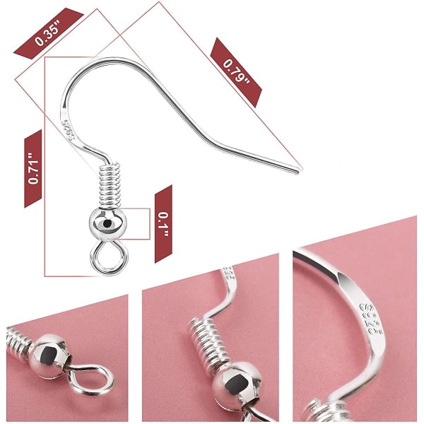 Galaxy 100 st/50 par örhängekrokar, för smyckestillverkning, uppgraderat örhängetillverkningssats (hopea) Silver