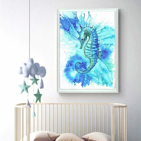 TG Diamantmaleri Fuld Rhinestones Blå Seahorse Dyr DIY, DIY