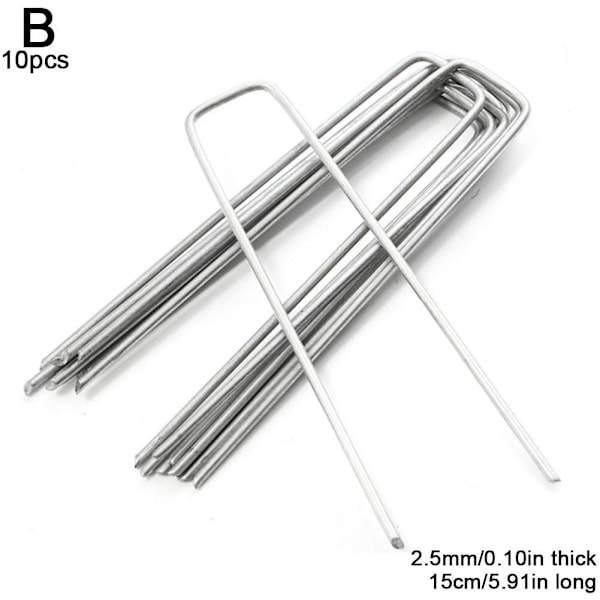 U-formade tältpinnar Galvaniserade Säkra marken Häftklammer 10 silverW 15CM