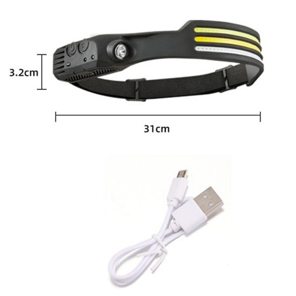 Super Lysende Vanntett Hodelykt Strålkaster Led USB Oppladbart Pannlampe Utendørs Camping Utstyr