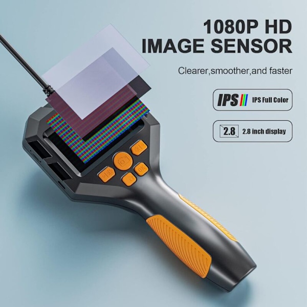 Industriellt Endoskop 1080P HD Digital Inspektionskamera med 8mm IP68 Vattentät Kamera, Kanal Kamera med 2.8\" IPS Skärm, 5m Halvstyv Kabel