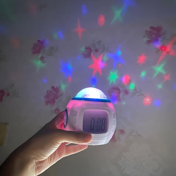 Stjärnprojektor-väckarklocka för barn med digital LCD-display, temperatur, kalender och snooze, nattlampa för sovrummet