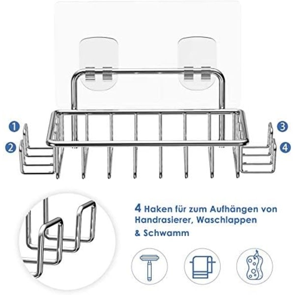 Duschseinäasennus Saippuakulho 4 Koukulla, Ruostumaton Teräs Ad